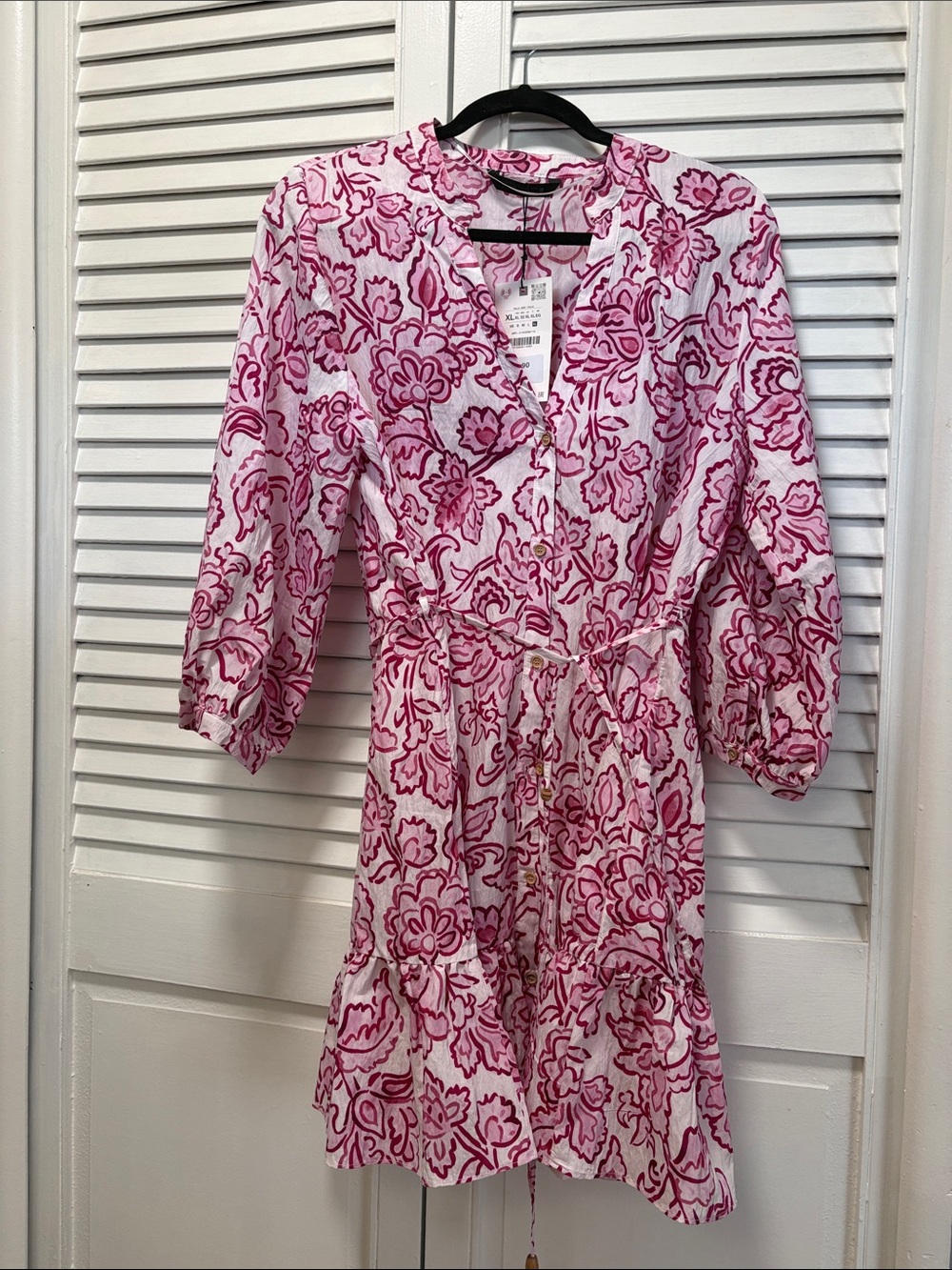 Zara Pink Floral Print Mini Dress